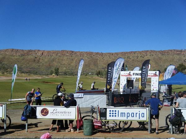 Time Trial start gate. Notice the sweet headwind blowing the flags!