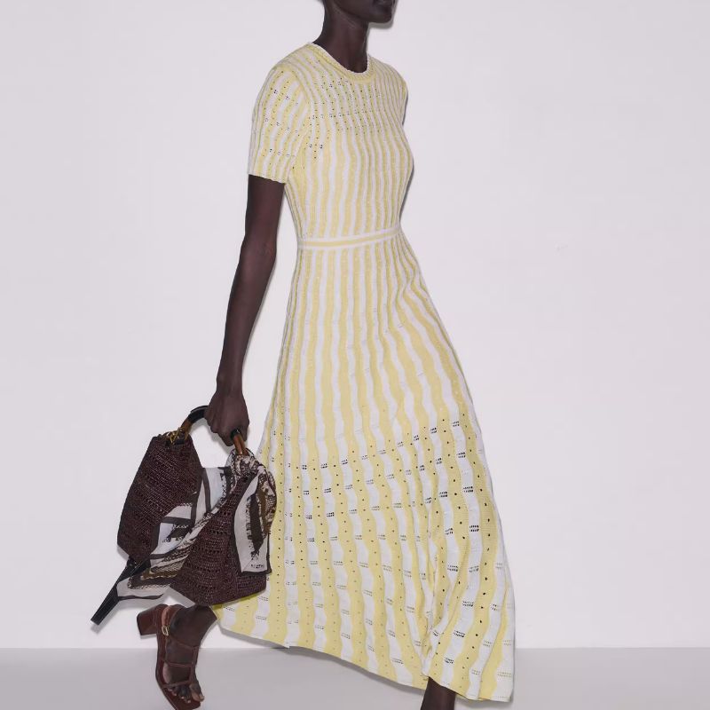 RIXO, Stripe Knit Maxi Dress