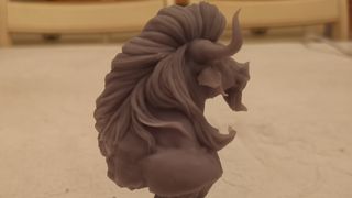 Hair details on the bust of a Minotaur printed on the Anycubic Photon Mono X 6K