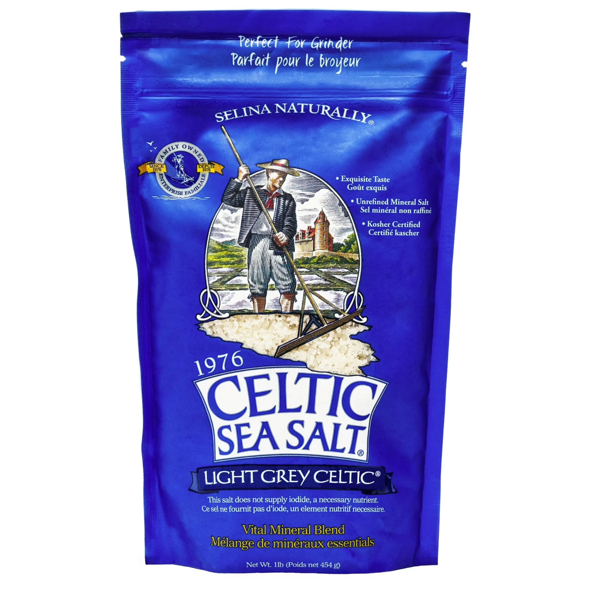 A blue packet of celtic sea salt