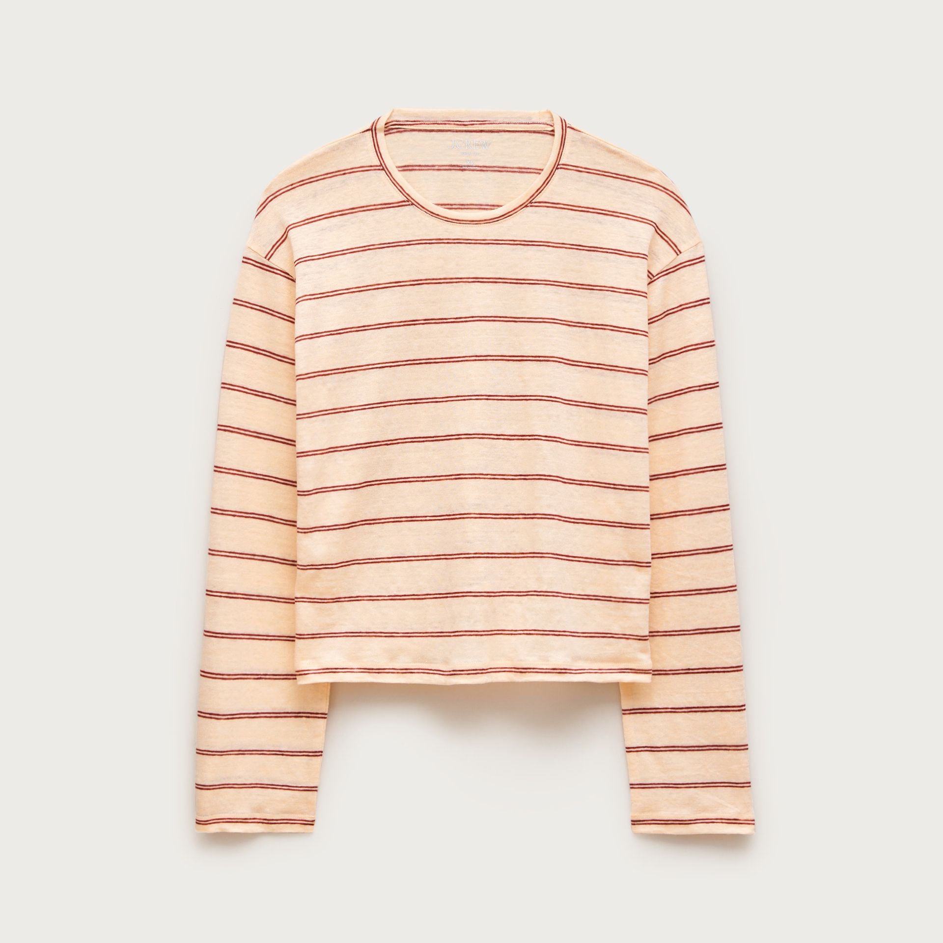 New Relaxed Linen Long-Sleeve T-Shirt in Stripe