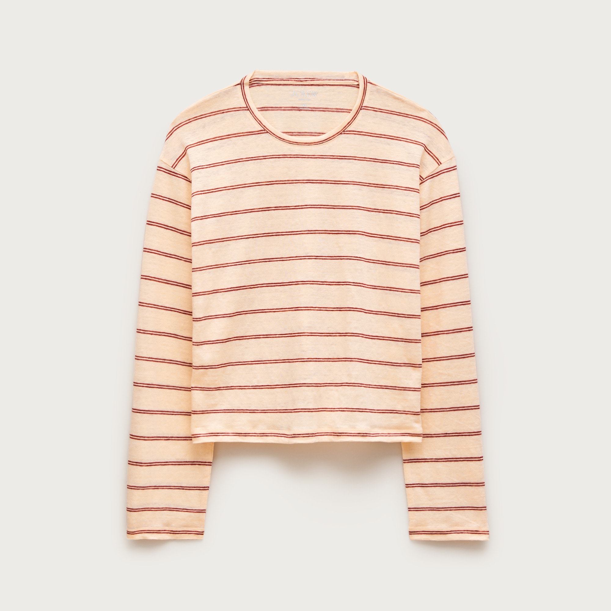 New Relaxed Linen Long-Sleeve T-Shirt in Stripe