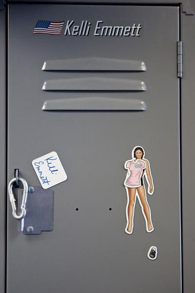 Kelli Emmett's locker in the Giant team rig.