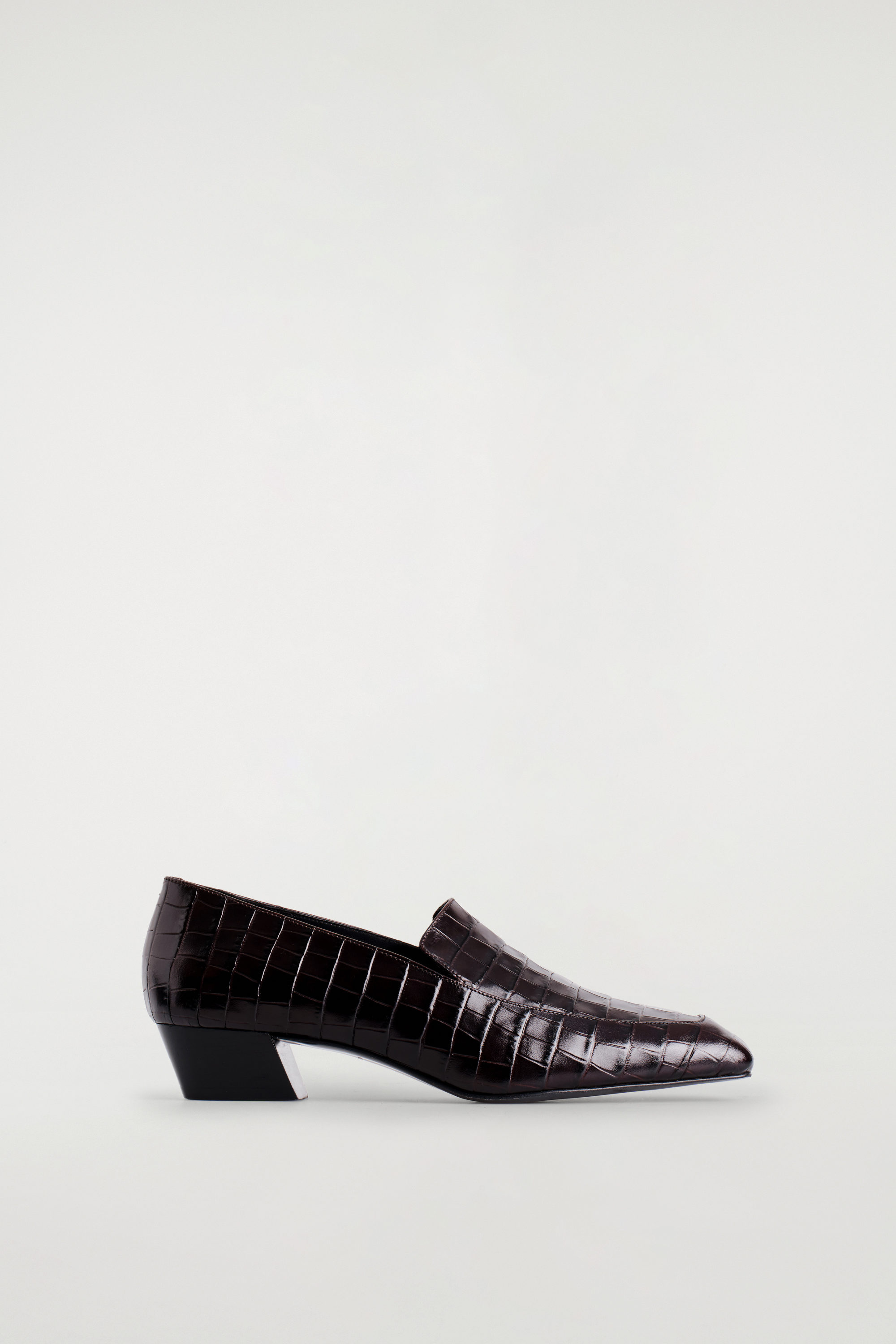 Croc-Effect Leather Heeled Loafers