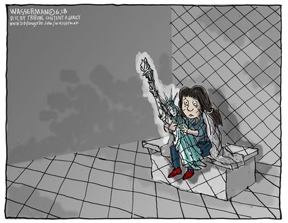Political cartoon U.S. immigration policy family separation children migrant border policy