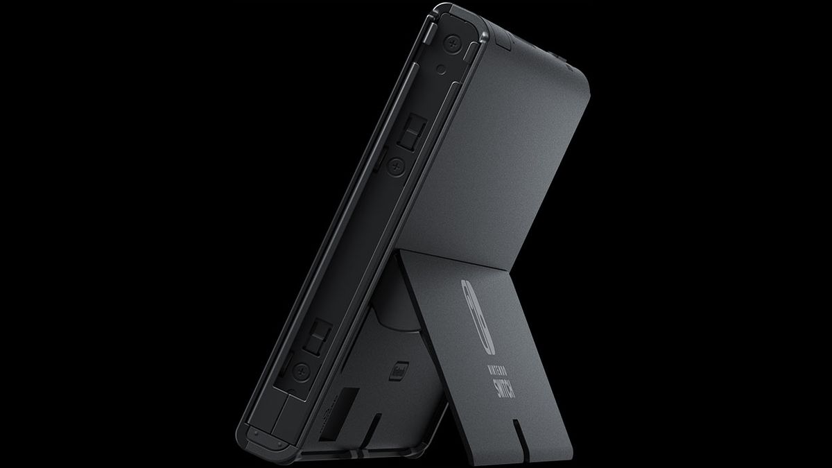 View of the rear of the Nintendo Switch OLED showing its wider kick stand