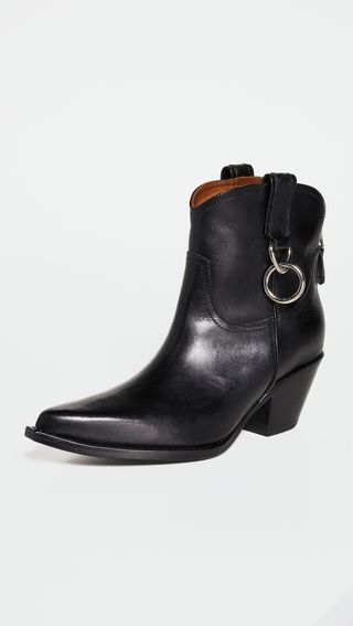 Cowboy Ankle Boots With Ring