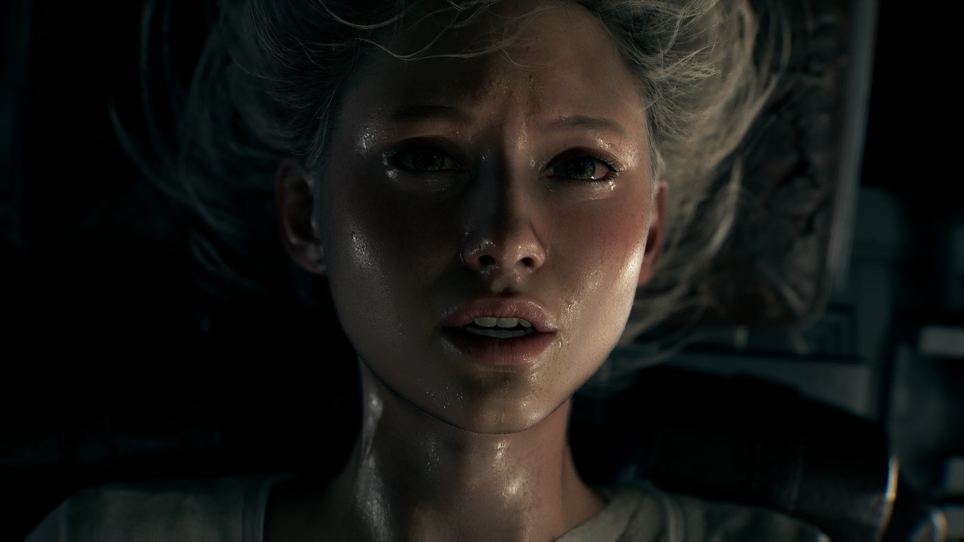 Ashcroft hanging upside down in Resident Evil Requiem