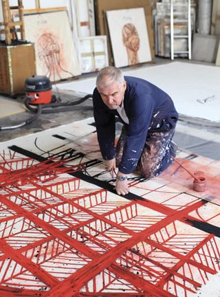Tony Bevan at work in his studio in Deptford, London