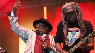 George Clinton and Parliament Funkadelic&#039;s Blackbyrd McKnight perform on stage at Wilderness Festival on August 8, 2015 in Oxford, United Kingdom