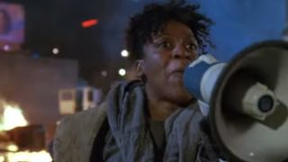 CCH Pounder yelling into a megaphone in RoboCop 3