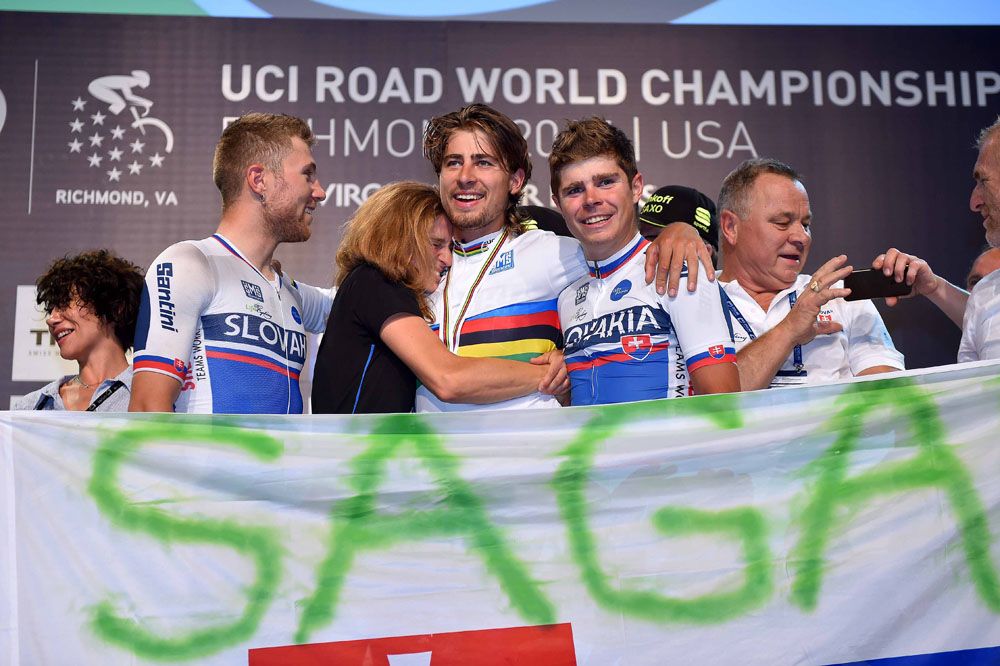 Peter Sagan (Slovakia) in the rainbow jersey