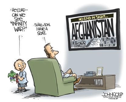 Political cartoon U.S. Avengers Infinity War Afghanistan