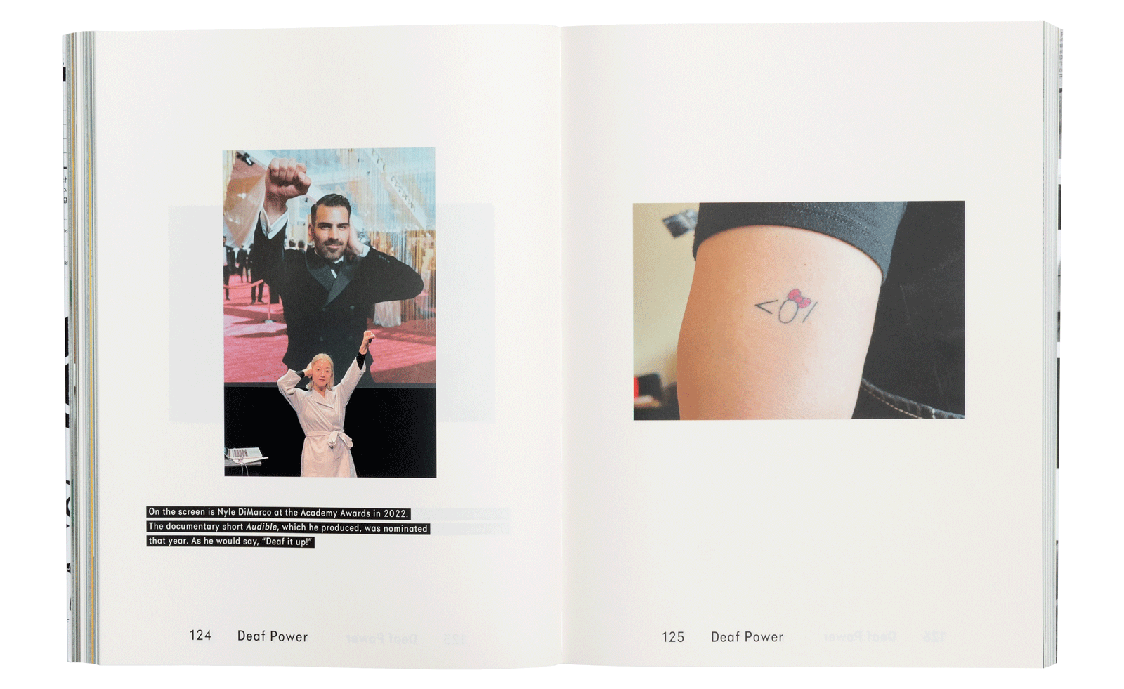 spreads from Christine Sun Kim's book, ' Deaf Material'