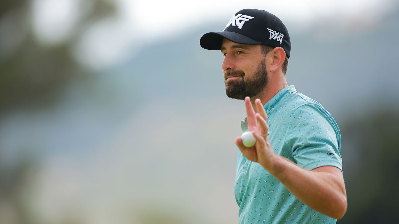 Cristobal Del Solar salutes the crowd after shooting 57 on the Korn Ferry Tour