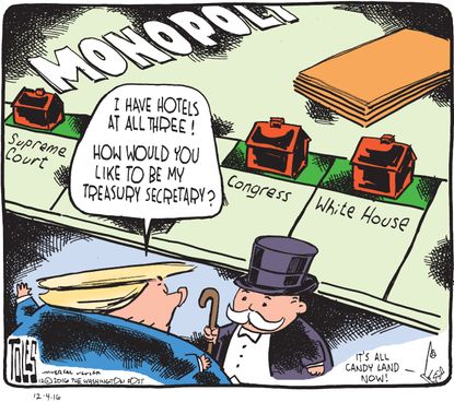 Political cartoon U.S. Donald Trump cabinet picks Monopoly