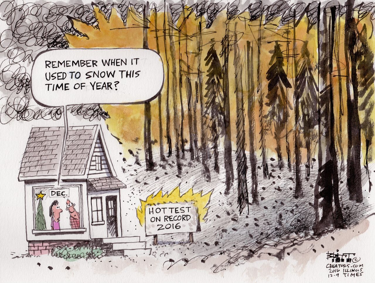 Editorial cartoon World climate change winter