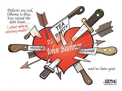 Political cartoon Valentine Boehner debt limit