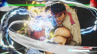 Ryu with a fireball in Street Fighter V