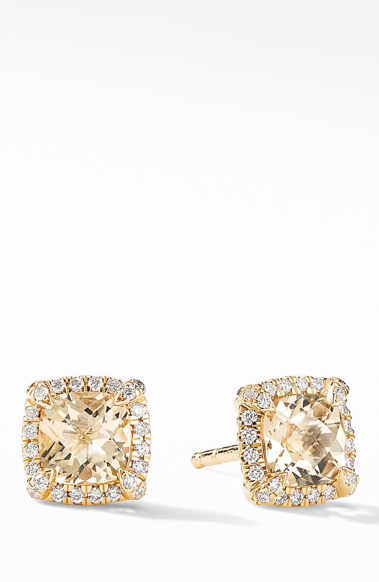 Petite Chatelaine® Pavé Bezel Stud Earrings in 18k Gold