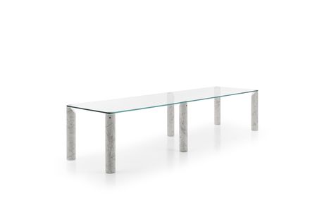 Milan Design Week B&B Italia Isos rectangular dining table with glass top and marble legs