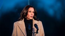 U.S. Vice President-elect Kamala Harris speaks during a Covid-19 memorial to lives lost on the National Mall in Washington, D.C., U.S., on Tuesday, Jan. 19, 2021. President-elect Joe Biden arrived in Washington on the eve of his inauguration with the usual backdrop of celebrations and political comity replaced by a military lockdown. Photographer: Al Drago/Bloomberg via Getty Images