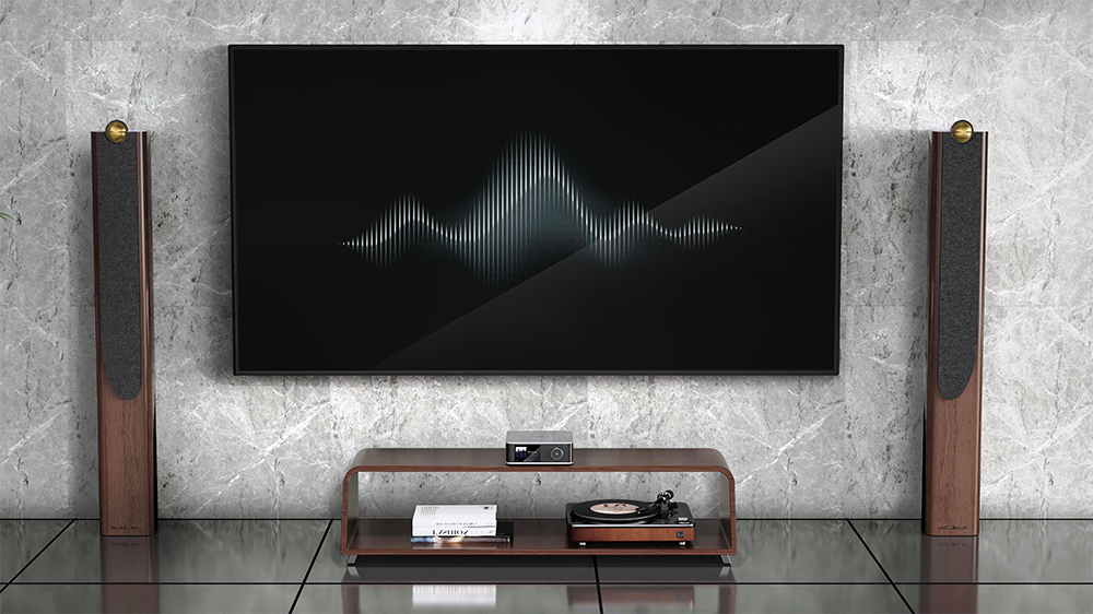 WiiM Amp Ultra in a living room setting