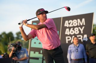 Bubba Watson hits a tee shot with a driver