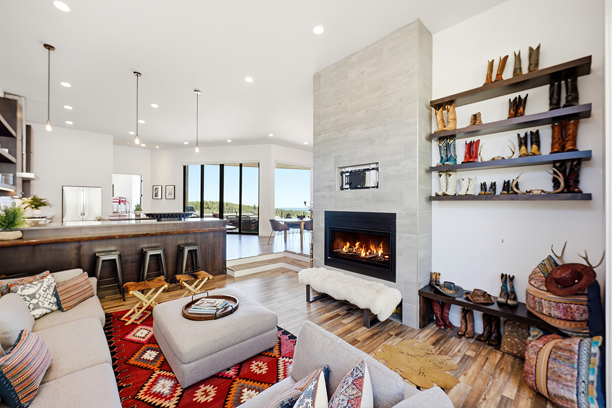 Living room with fireplace
