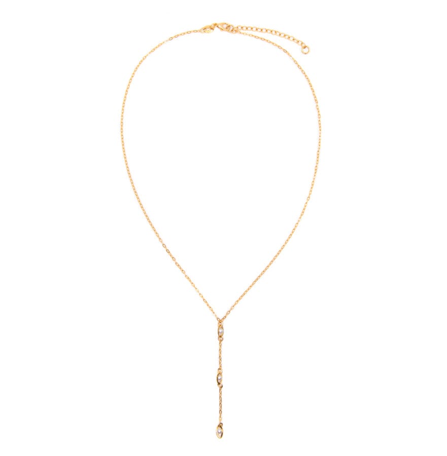 Triple Pearl Lariat Necklace - Ngpd3 / Gold