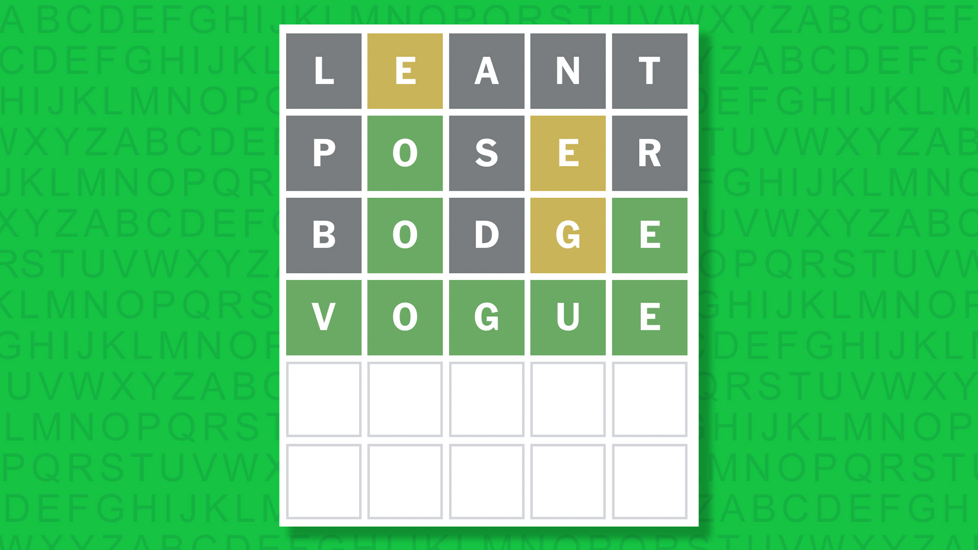 NYT Wordle answer for game 1722 on a green background