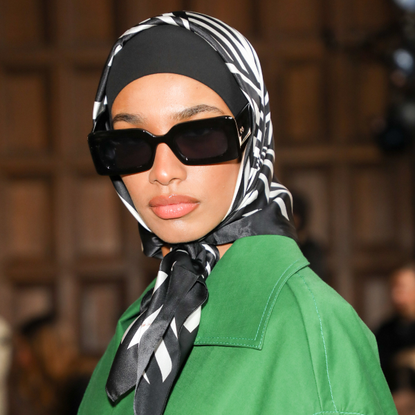 Modest Beauty: Ikram Abdi Omar attends the Paul and Joe show during London Fashion Week February 2022 at Charterhouse Square on February 21, 2022 in London, England. (Photo by David M. Benett/Dave Benett/Getty Images)