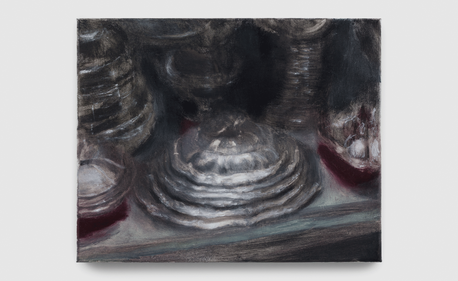 dark, obscure painting of food on table