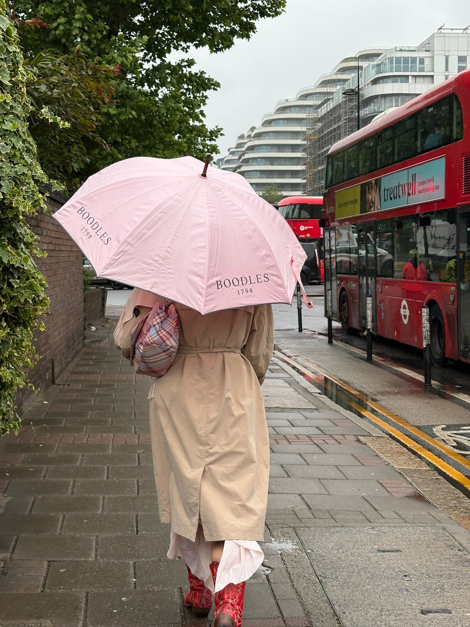 People with umbrellas at chelsea flower show