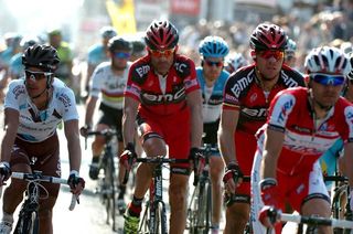 George Hincapie and Thor Hushovd (BMC) finished in the second peloton