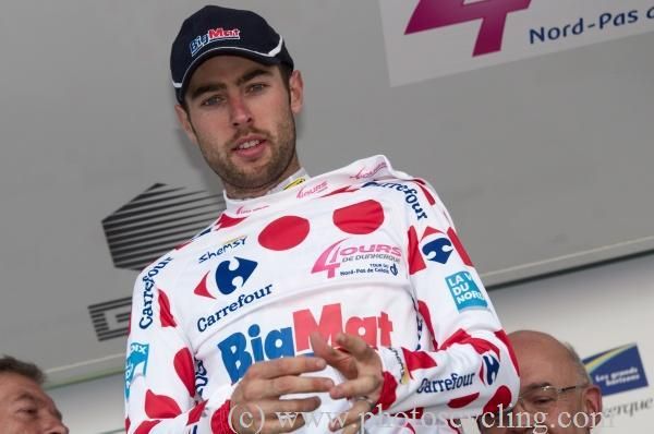 Sylvain Georges (Big Mat-Auber93) in the mountains jersey after stage 2 in Dunkirk