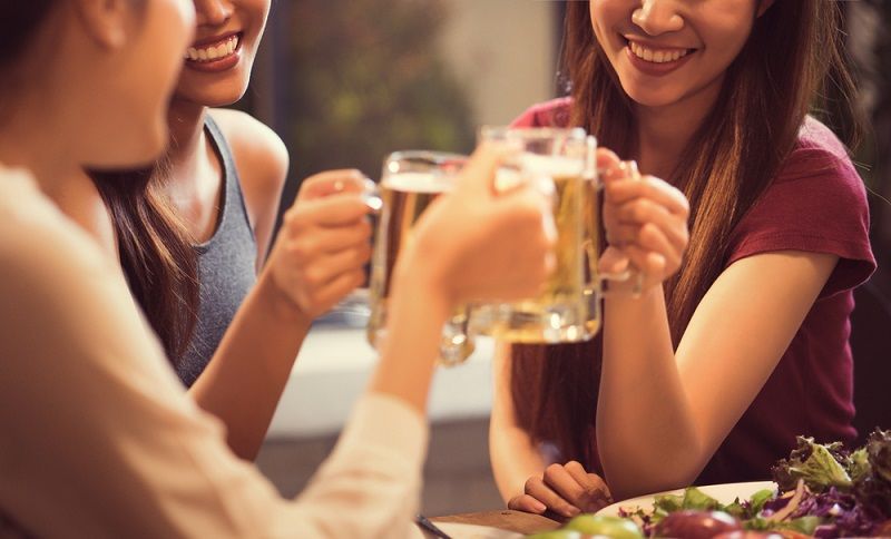 A group of friends drinking alcohol