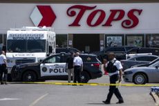 The scene following the Buffalo, New York supermarket shooting in May. 