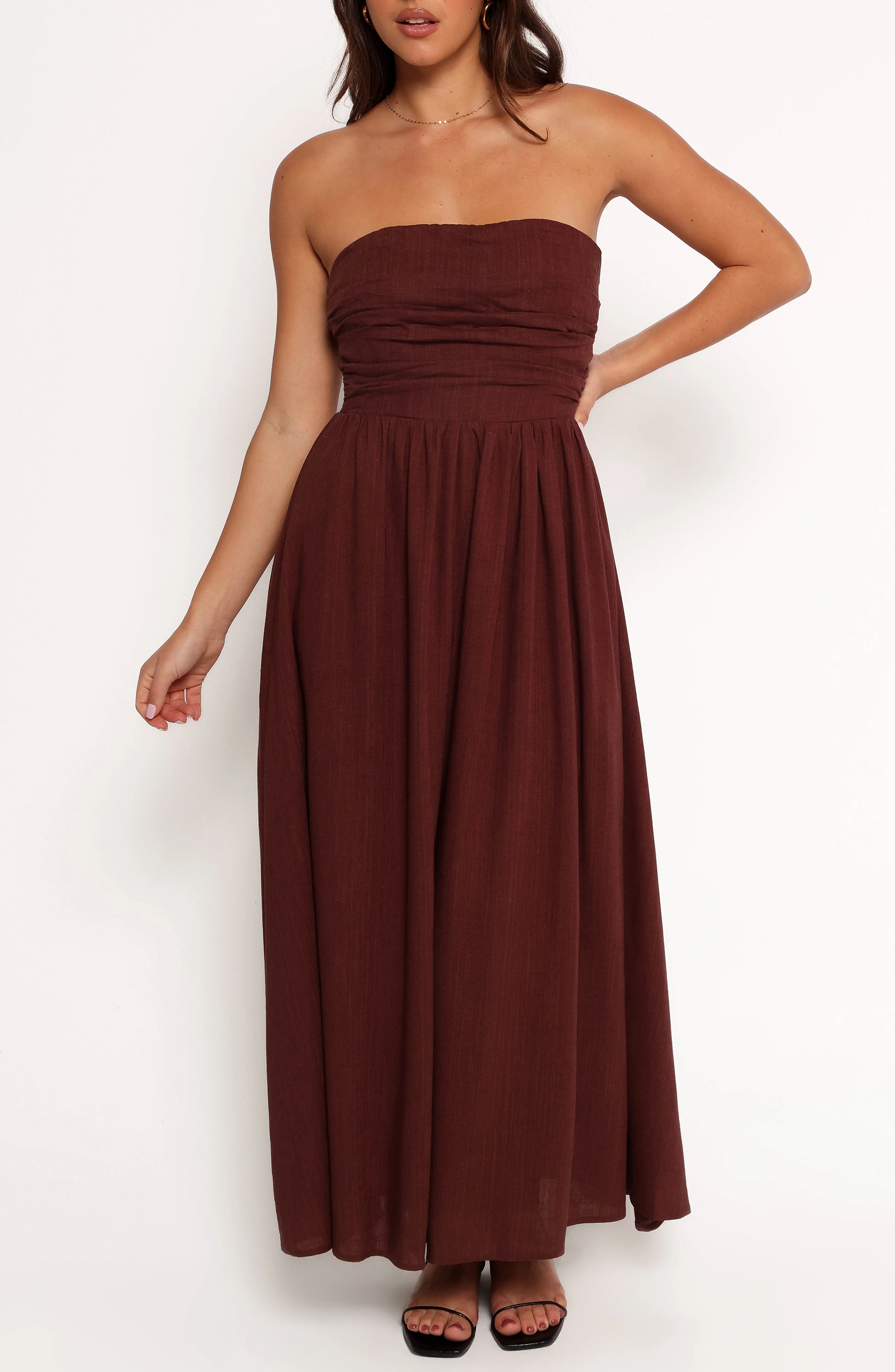 Petal & Pup, Kayt Strapless Linen Blend Maxi Sundress