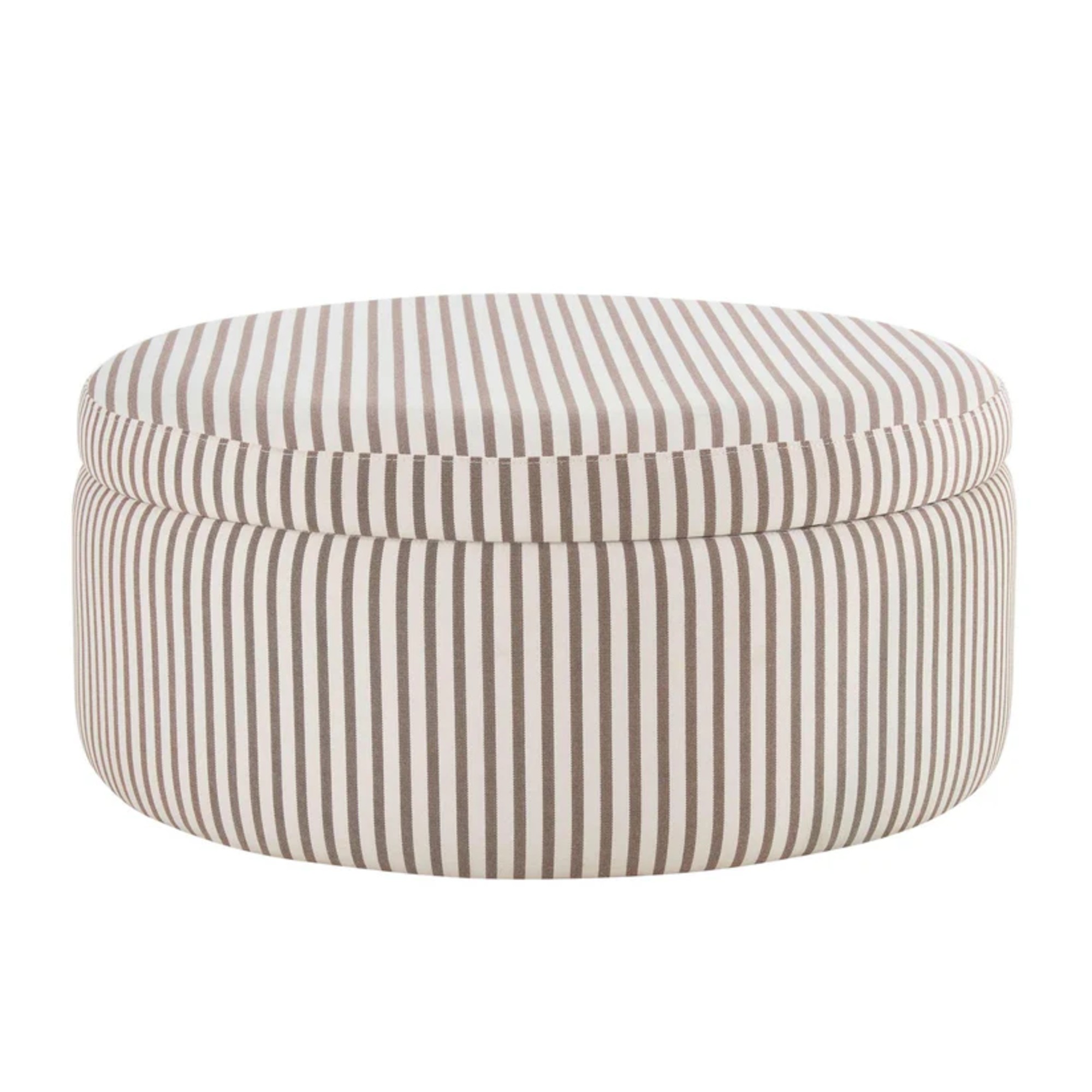 DUSK Stockton Round Storage Pouffe - Chocolate Stripe