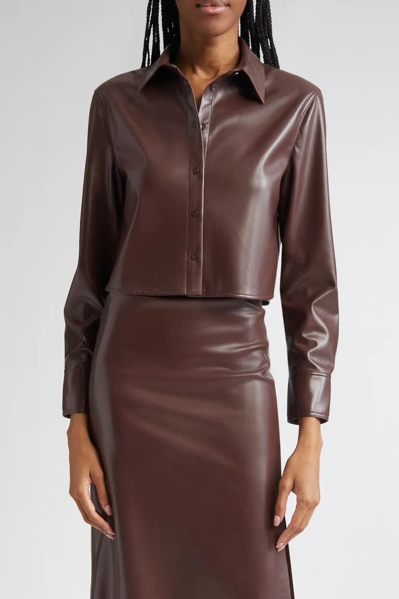 Alice + Olivia, Leon Crop Faux Leather Button-Up Shirt (Was $275) 