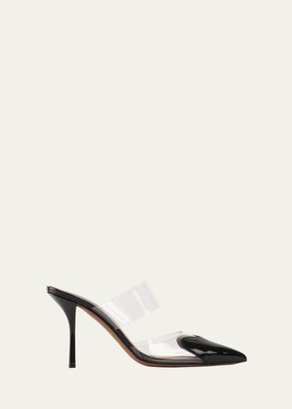 Clear Cap-Toe Mule Pumps