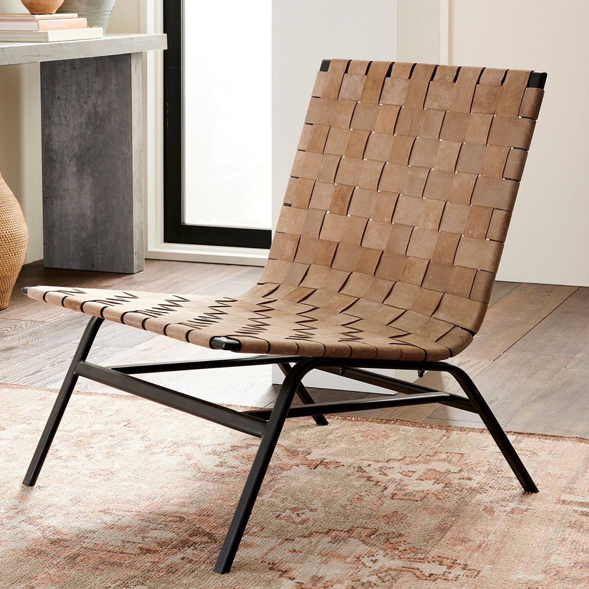 Shay Woven Leather Accent Chair