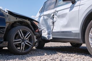 A close-up of a car collision.