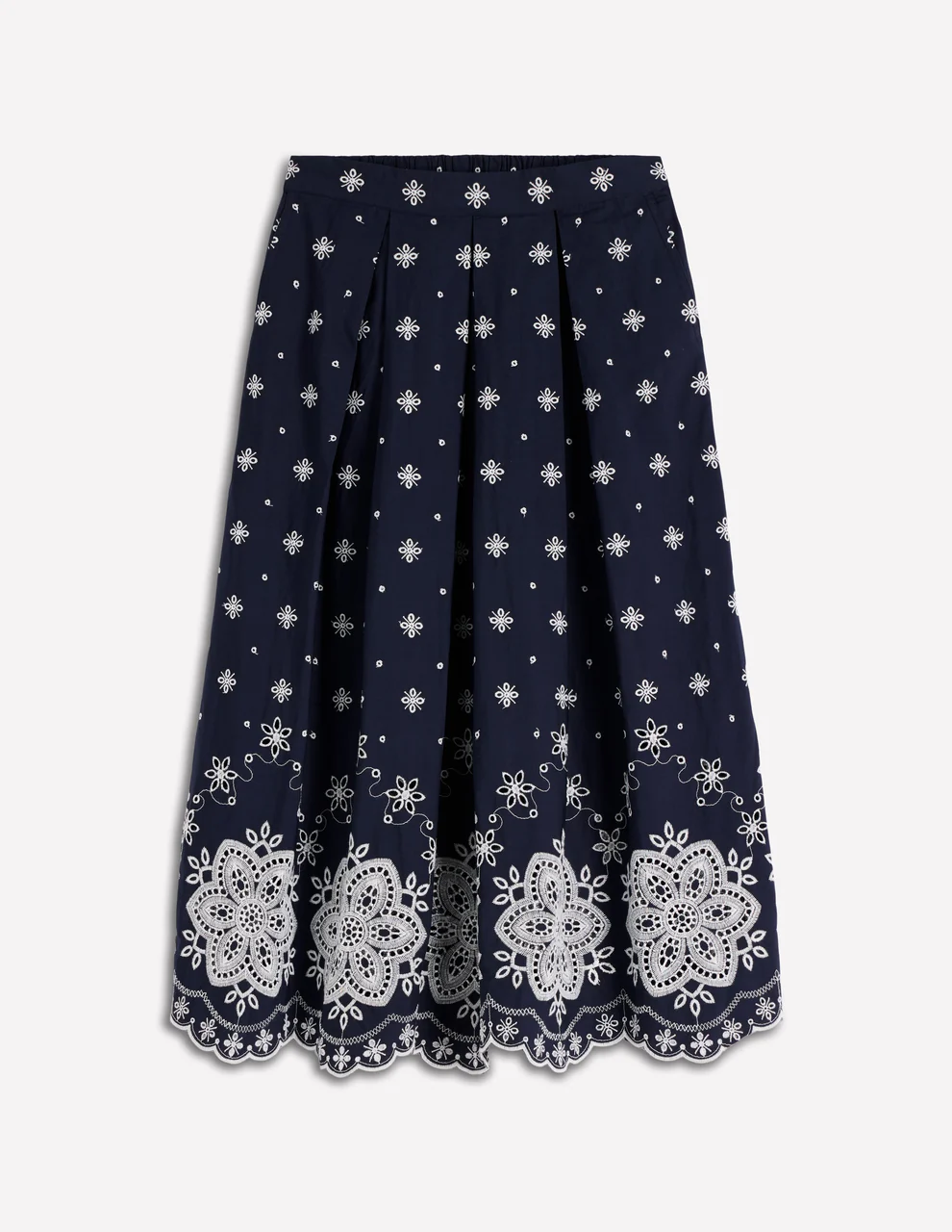 Verity Broderie Poplin Skirt-Navy