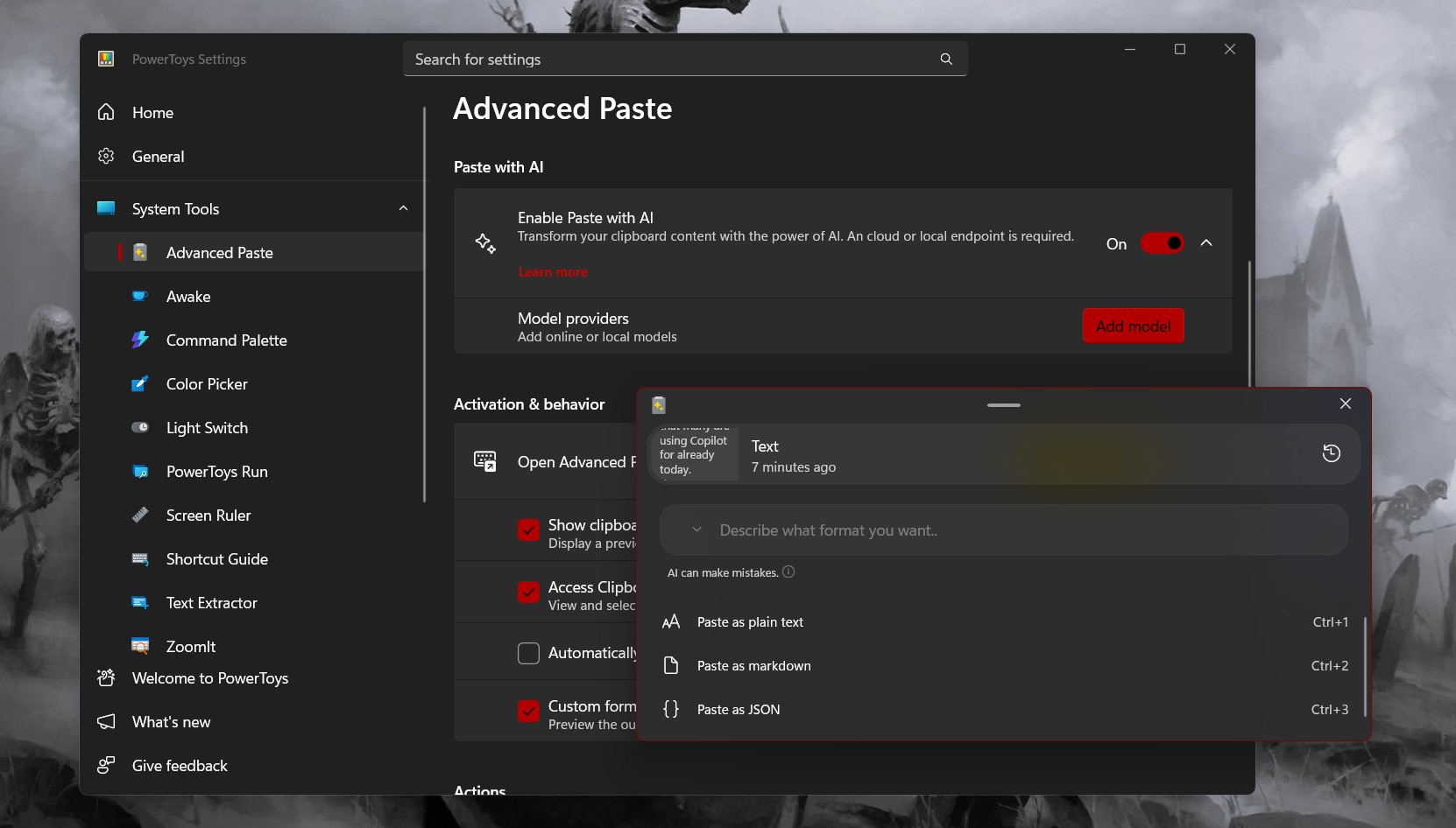 Advanced Paste on Windows 11 PowerToys