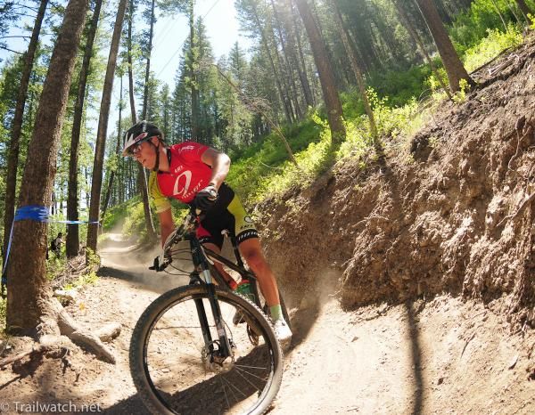Skyler Trujillo riding the switchbacks in third place