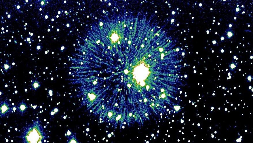 An image of the nebula Pa 30, which scientists think may have formed when two white dwarf stars collided.