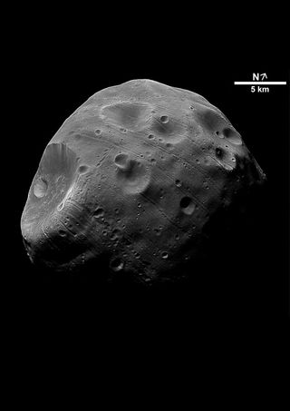 Martian Moon Phobos in Black and White