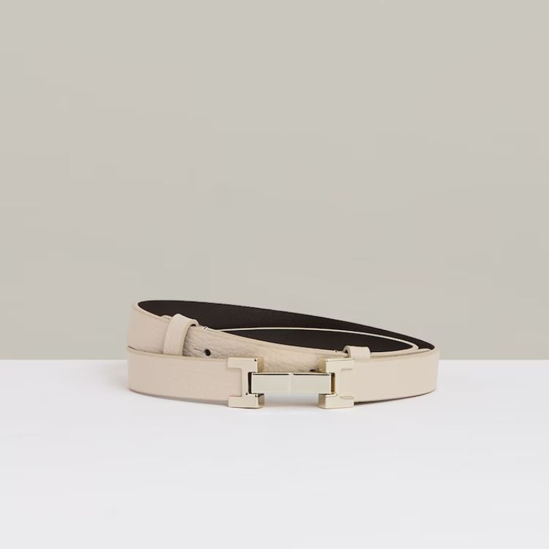 Hayley Leather Square Hinge Belt in Stone cut out 
